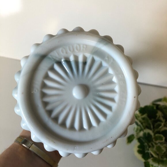 Vintage Slag Glass Decanter Marbled Embossed Milk Glass Liquor Bottle Stopper #2 - Picture 3 of 8